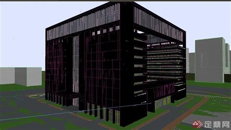 某现代方形行政办公楼建筑设计3DMAX模型与PSD效果图