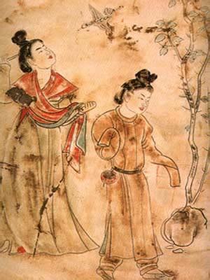 陕西省乾县唐章怀太子墓壁画观鸟捕蝉图年轻图片