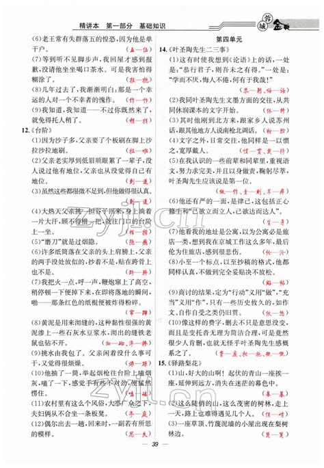 2022年蓉城金典中考总复习语文答案——青夏教育精英家教网——