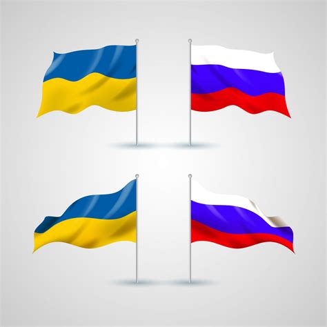 逼真的俄罗斯国旗与乌克兰国旗素材-欧莱凯设计网