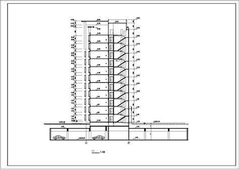 9000平米左右14层框架结构住宅楼平立剖面设计CAD图纸_土木在线
