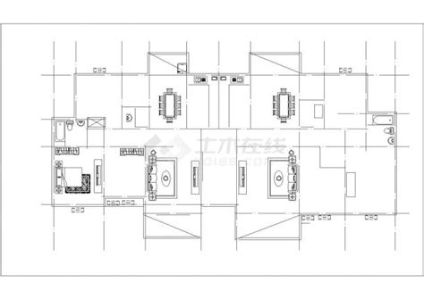 成都莱茵花园小区116+131平米标准层户型设计CAD图纸（1梯2户）_住宅小区_土木在线
