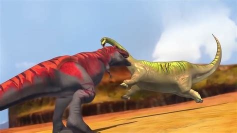 3D恐龙动漫二：棘龙大战暴虐龙，双方争斗互不相让_腾讯视频