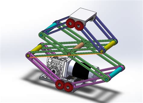 电动剪刀交叉式升降机构3D模型 Solidworks设计 – KerYi.net