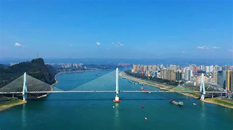 城市航拍湖北宜昌夷陵长江大桥mp44K视频素材