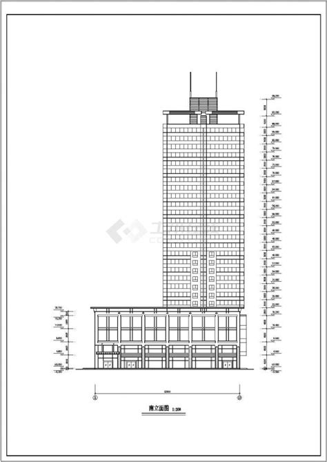 2.1万平米26层框剪商住楼平立剖面设计CAD图纸（含机房层/1-4层商用）_住宅小区_土木在线