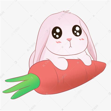 彩色手绘吃萝卜的小兔子素材图片免费下载-千库网