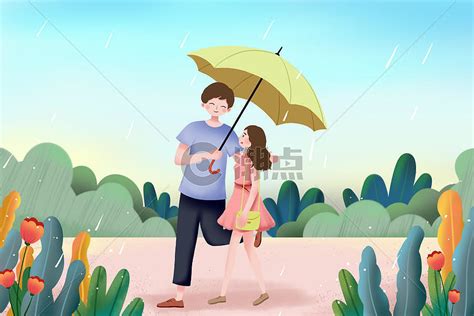 情侣雨中漫步的图片 两个人在雨中漫步的唯美图片_配图网