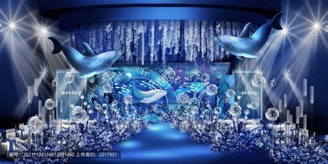 蓝色海洋婚礼效果图海豚婚礼,美术绘画,其他设计,设计模板,汇图网www.huitu.com