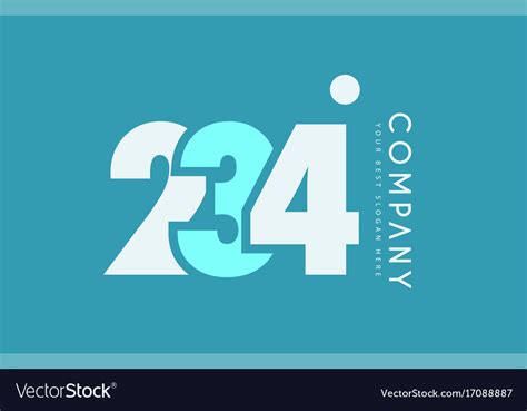 Number 234 blue white cyan logo icon design Vector Image