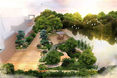 现代时尚小别墅庭院景观设计效果图_设计456装修效果图