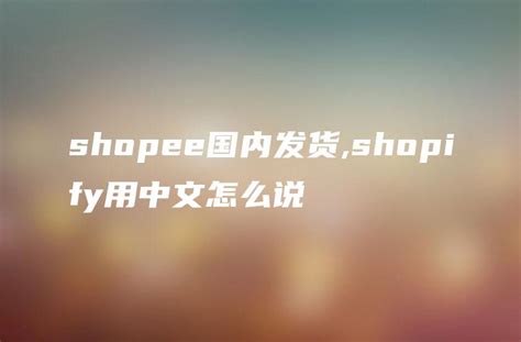 shopee国内发货,shopify用中文怎么说 - DTCStart