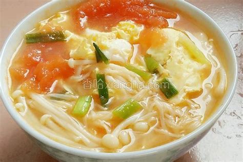 西红杮金针菇鸡蛋汤的做法_菜谱_香哈网