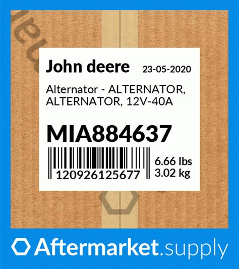 MIA884637 - Alternator - ALTERNATOR, ALTERNATOR, 12V-40A (MIA884637 ...