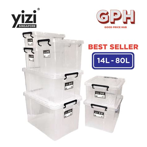 YIZI Heavy Duty Stackable Transparent Storage Box (14L - 80L) | Shopee ...