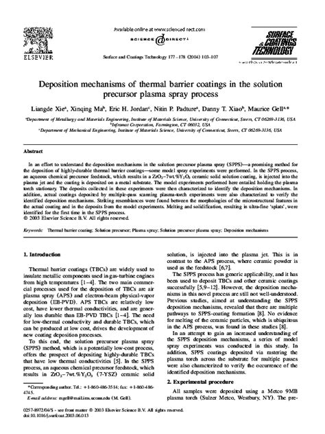 (PDF) Deposition mechanisms of thermal barrier coatings in the solution ...