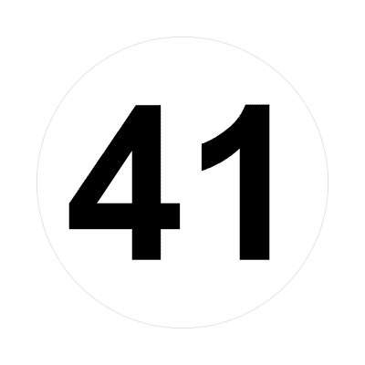Number 41 White Black Stickers, Magnet | Wacky Print