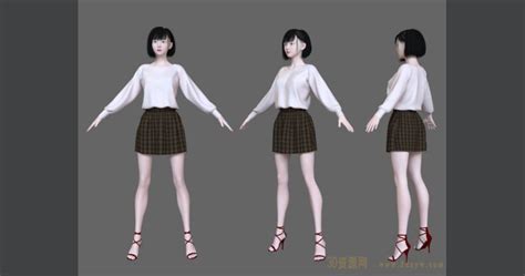 女生模型 - 游戏提取-人物合集 3d模型专辑 免费下载 - 爱给网