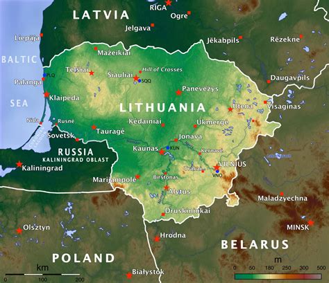 立陶宛地形图 - 立陶宛地图 - 地理教师网