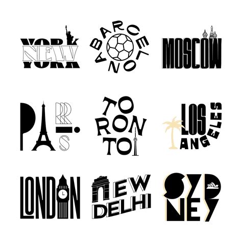 城市地标字母创意设计插画元素 - 模板 - Canva可画