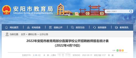 2022年河南安阳市教育局部分直属学校公开招聘教师报名统计表（2022年4月19日）-爱学网