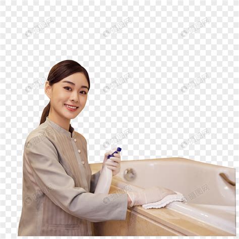 酒店保洁员整理清洁客房洗漱区域元素素材下载-正版素材401891912-摄图网