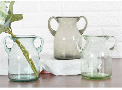 绿典 INS烟灰色气泡玻璃花瓶 水培植物花瓶插花摆件餐桌饰品摆件-阿里巴巴