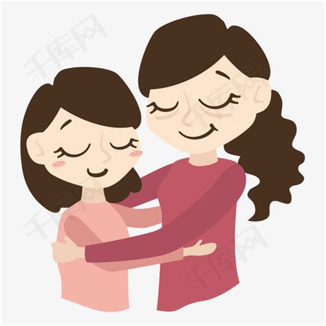 妈妈抱着可爱的女儿开心的在花田里转圈温馨插画图片素材下载_jpg格式_熊猫办公