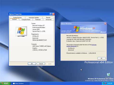 Windows XP Professional x64 Edition:5.2.3790.2725.dnsrv.060615-2035 - BetaWorld 百科