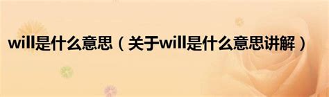 will是什么意思（关于will是什么意思讲解）_华夏智能网
