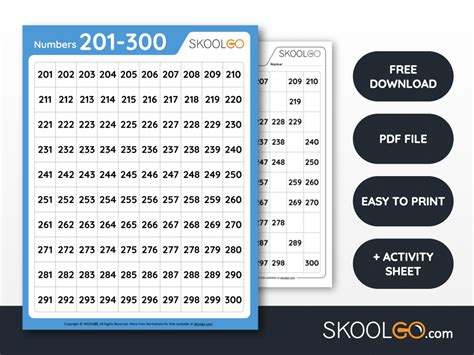 Numbers 201 to 300 - Free Worksheet for Kids - SKOOLGO