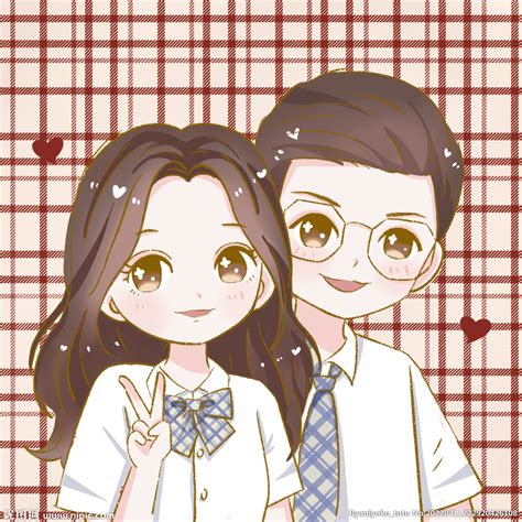 情侣头像插画温柔女生