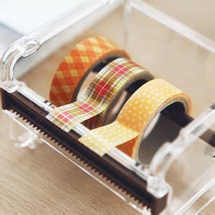 日本进口手账胶带收纳盒 桌面和纸胶带座 透明分装切割器办公文具-阿里巴巴