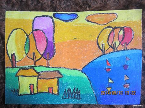 儿童画画图片大全简单-门前的小湖