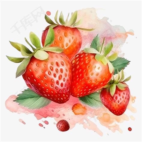 海报与水果-主题水彩，创意草莓插图模板。素材图片免费下载-千库网