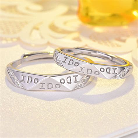 创意IDO饰品字母戒指 我愿意银情侣戒指 菱形情定今生镶钻银戒指-阿里巴巴