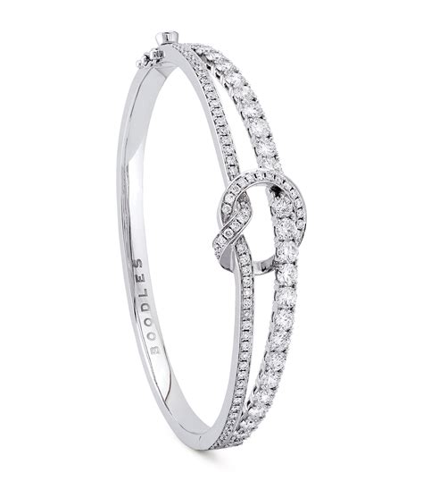 Boodles White Gold and Diamond The Knot Bangle | Harrods US