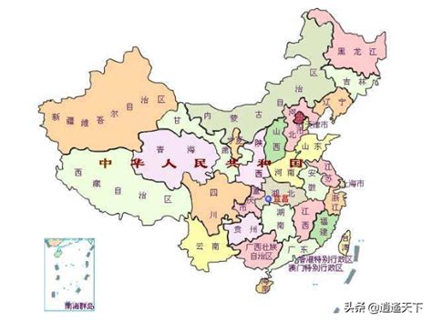 中国七大地理分区 图片 上面标有省份名称的?