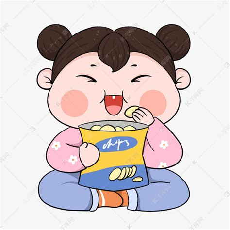 吃薯片的小女孩素材图片免费下载-千库网