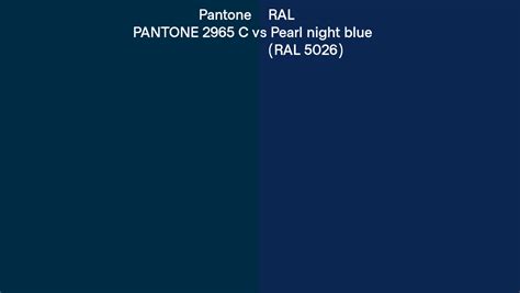 Pantone 2965 C vs RAL Pearl night blue (RAL 5026) side by side comparison