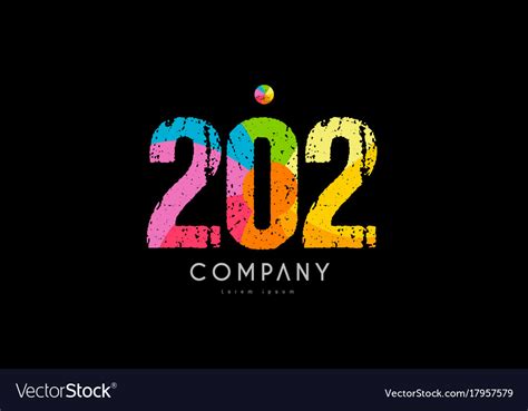 202 number grunge color rainbow numeral digit logo