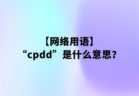 “cpdd”是什么意思？【网络用语】 | 布丁导航网