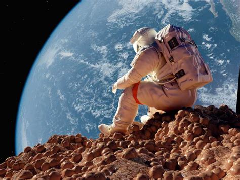 宇航员在月球上的空间站。天空中遥远的行星地球—高清视频下载、购买_视觉中国视频素材中心