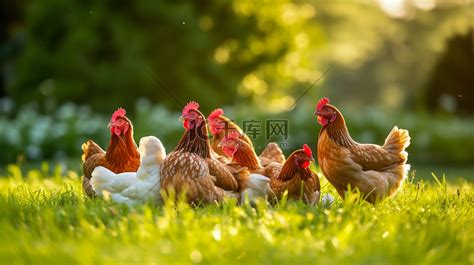 一群鸡聚集在一起高清摄影大图-千库网