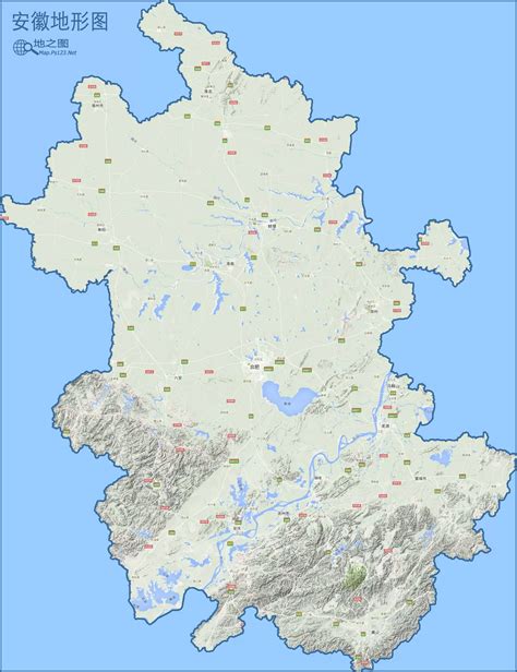 安徽省地形图 - 中国地图全图 - 地理教师网