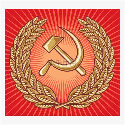 苏联-锤子、 镰刀和月桂树花圈的象征素材图片免费下载-千库网