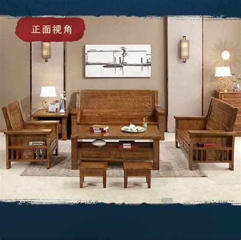 全实木沙发茶几组合客厅香樟木仿古雕花明清古典中式农村家用沙发-阿里巴巴