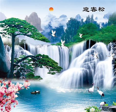 A040438-高山流水 - 壁画_米亚壁画_精品壁画-中国壁画网