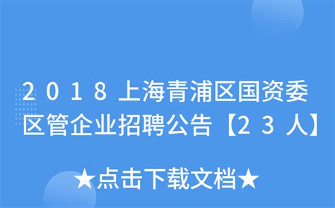 2018上海青浦区国资委区管企业招聘公告【23人】