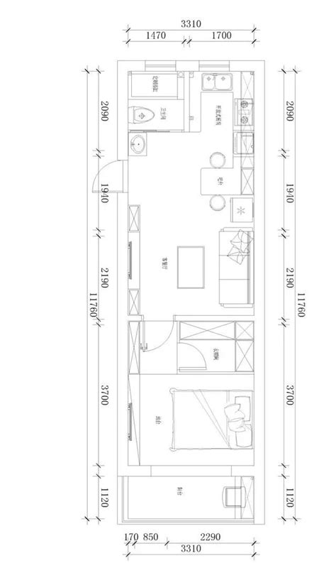 长条形户型三居室样板房设计施工图_土木在线